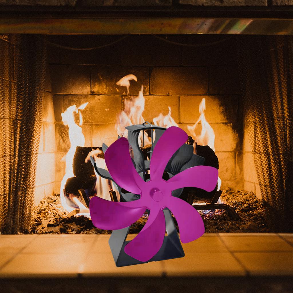 6 Blades Fireplace Fan Heat Powered Stove Fan for Wood/Log Burner/Fireplace Rosy