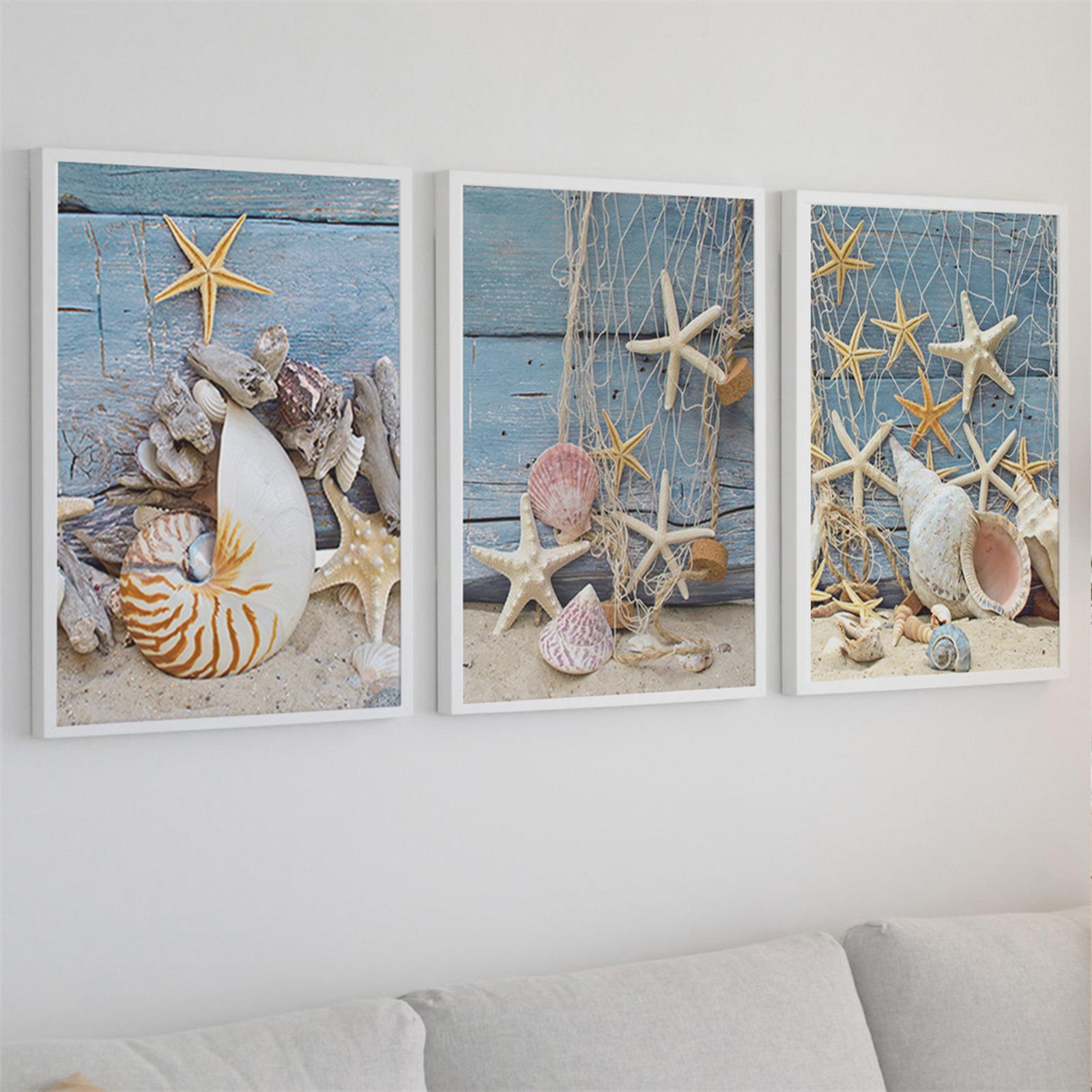Conch Oil Painting Pictures Beach Wall Art for Bedroom Bathroom Home