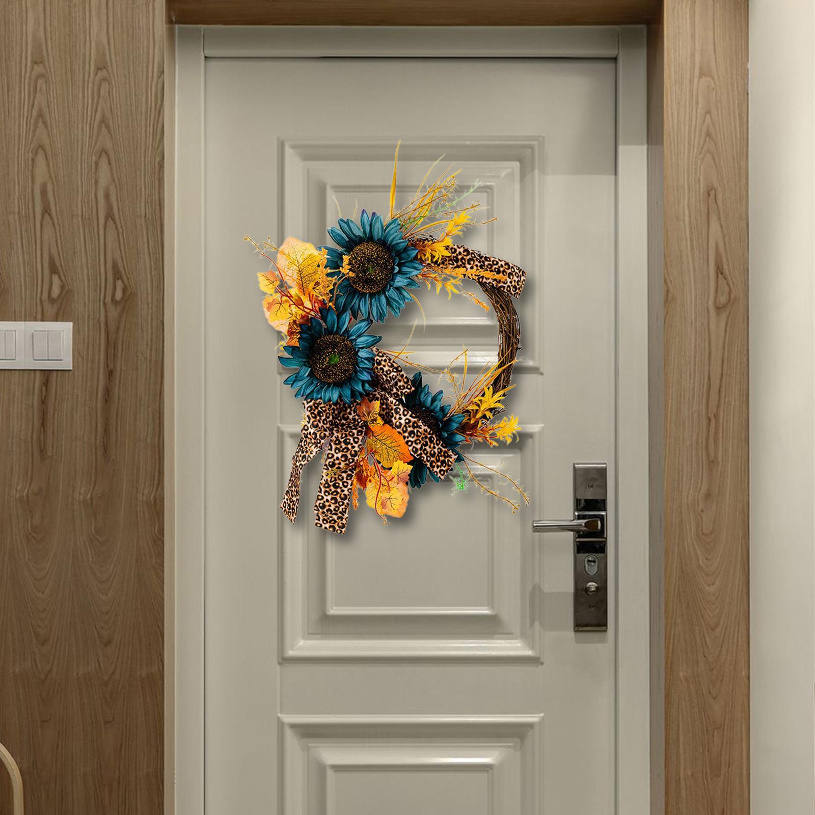 Fall Wreath Door Front Harvest Autumn Festival Hanging Artificial Sun Flower