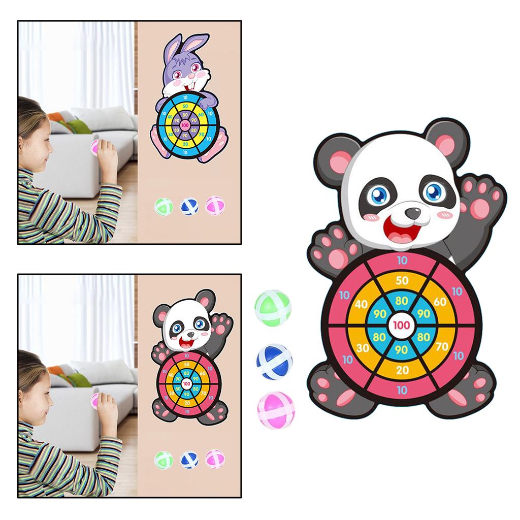 Kids Dart Board Game Set with Sticky Balls & Hook Safe Panda