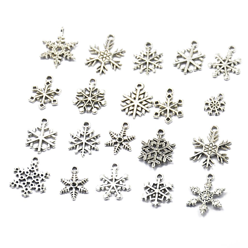 20pcs Antique Tibet Silver Mixed Snowflake Charms Pendant Jewelry Findings