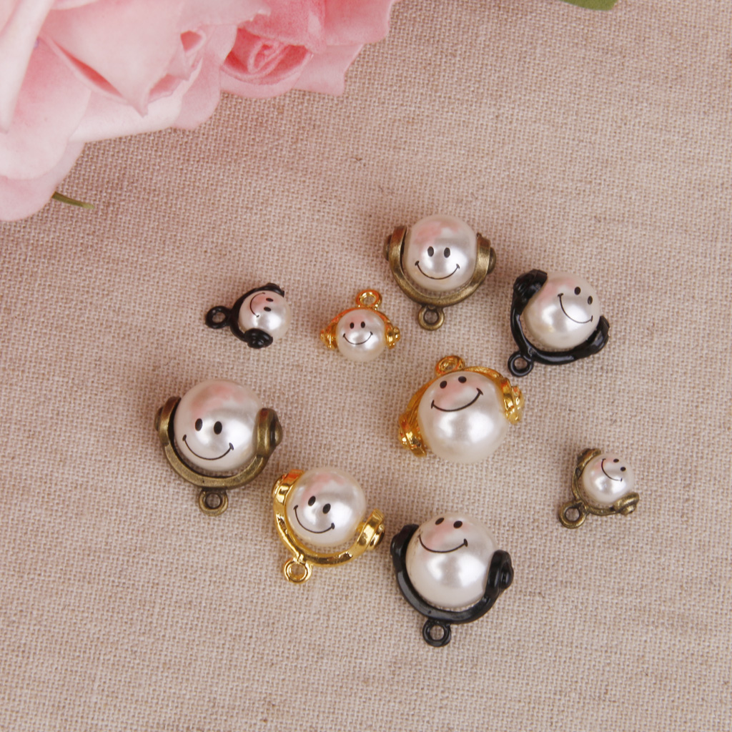 9x Headphone Pearl Charms Pendants Beads