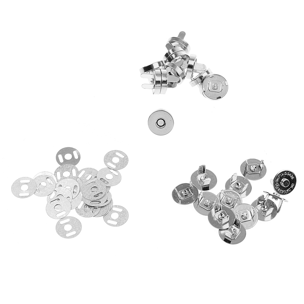 12 Sets Sewing Button Snap Magnetic Fasteners Silver DIY Craft 14mm #2