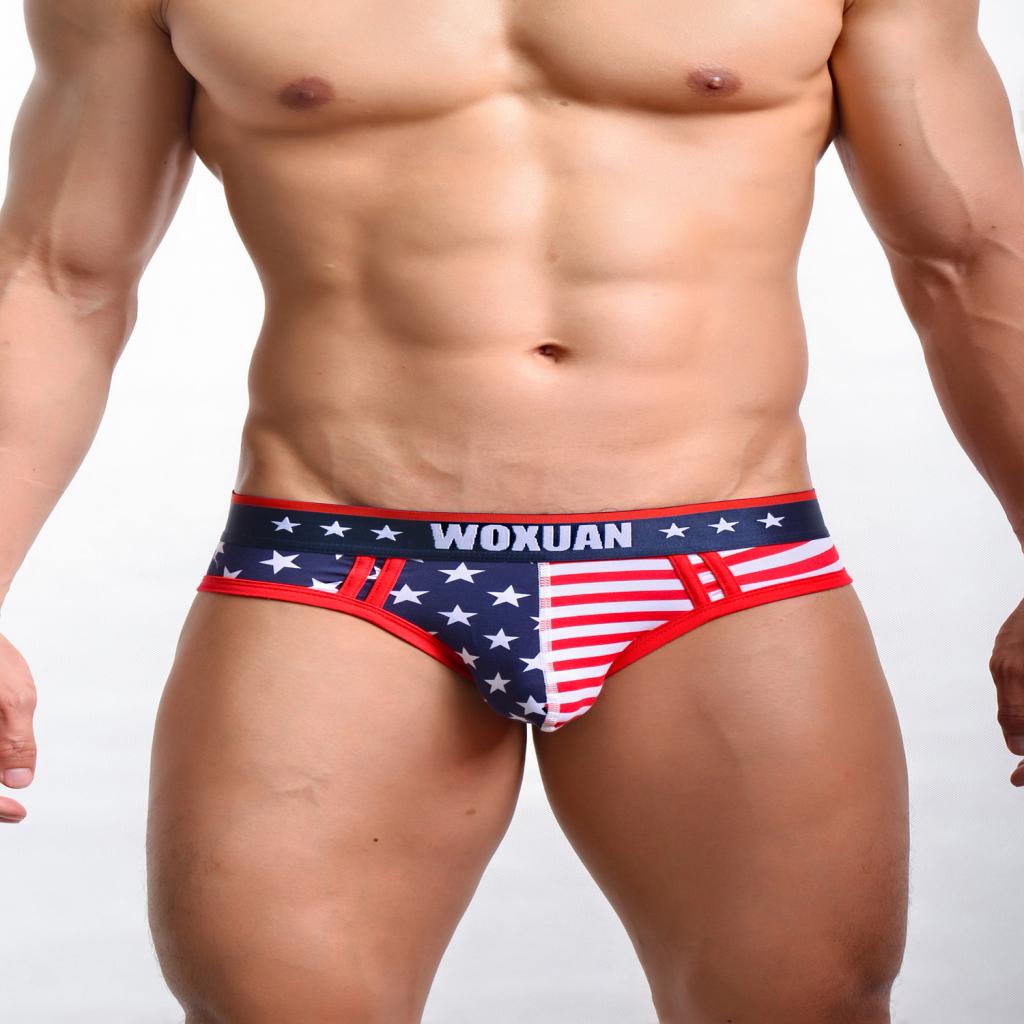 Mens Sexy American Flag Underwear Briefs G-string Thongs Panties Red XL