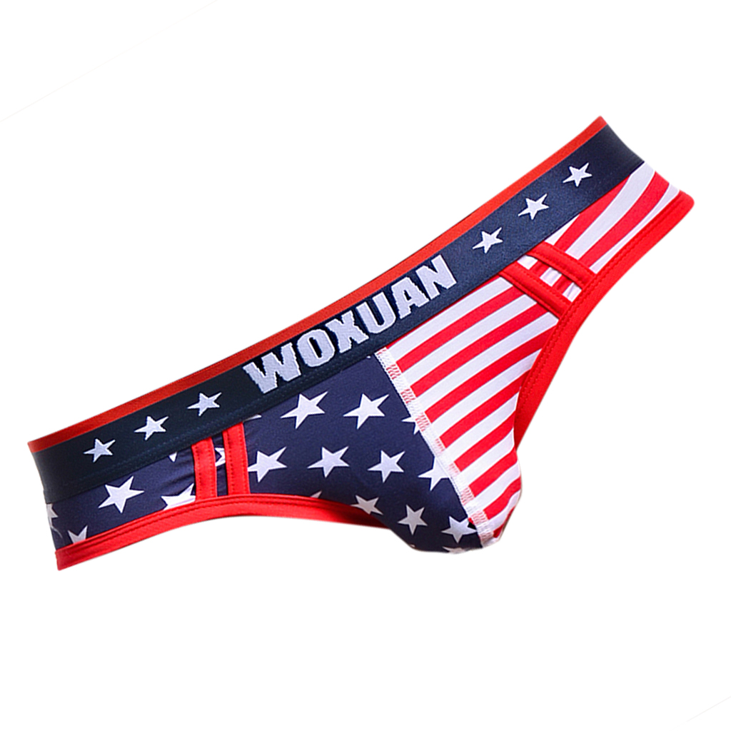 Mens Sexy American Flag Underwear Briefs G-string Thongs Panties Red XL