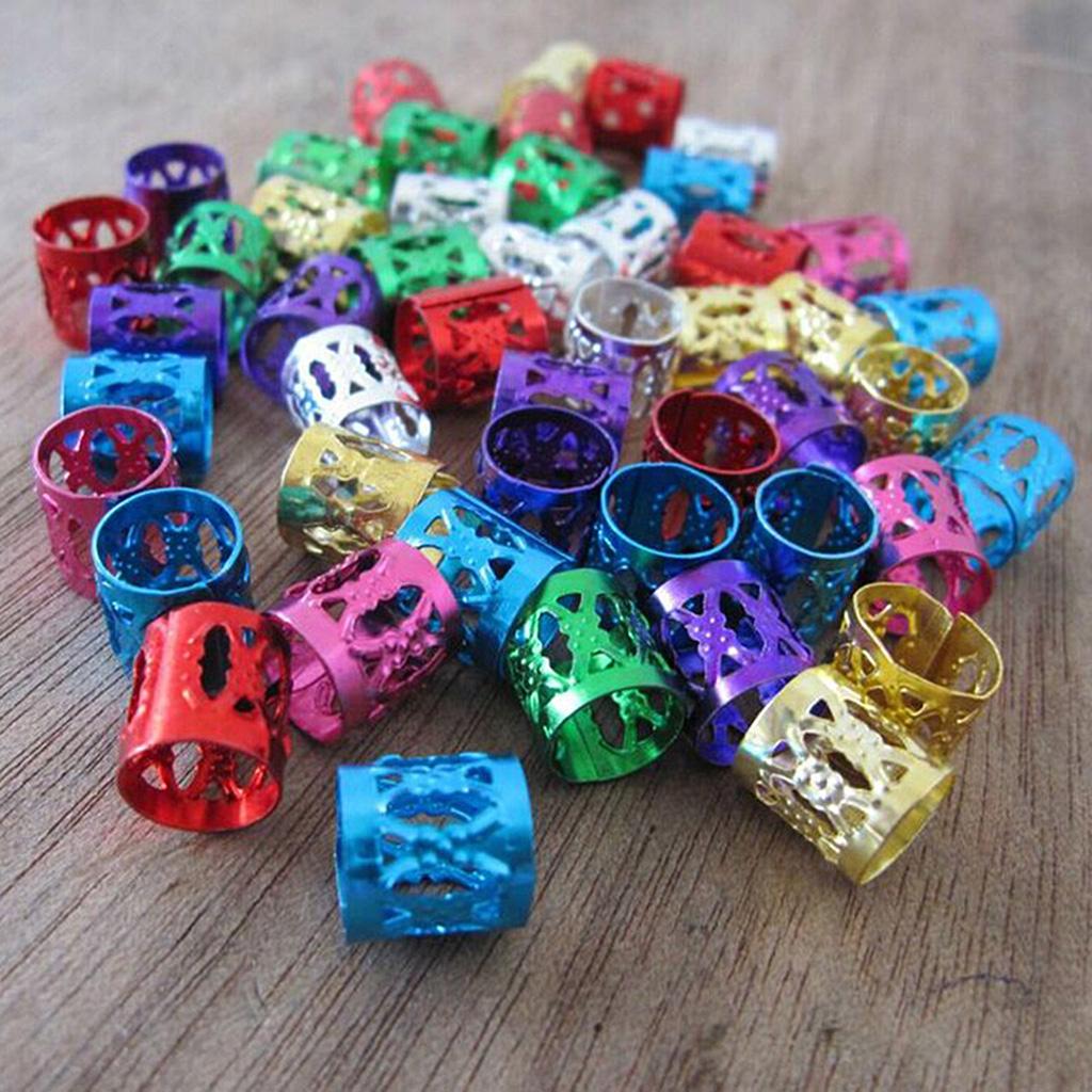 Phenovo 100pcs Fushcia Dreadlock Braiding Beads Hair Braid Cuff Clip 8mm red