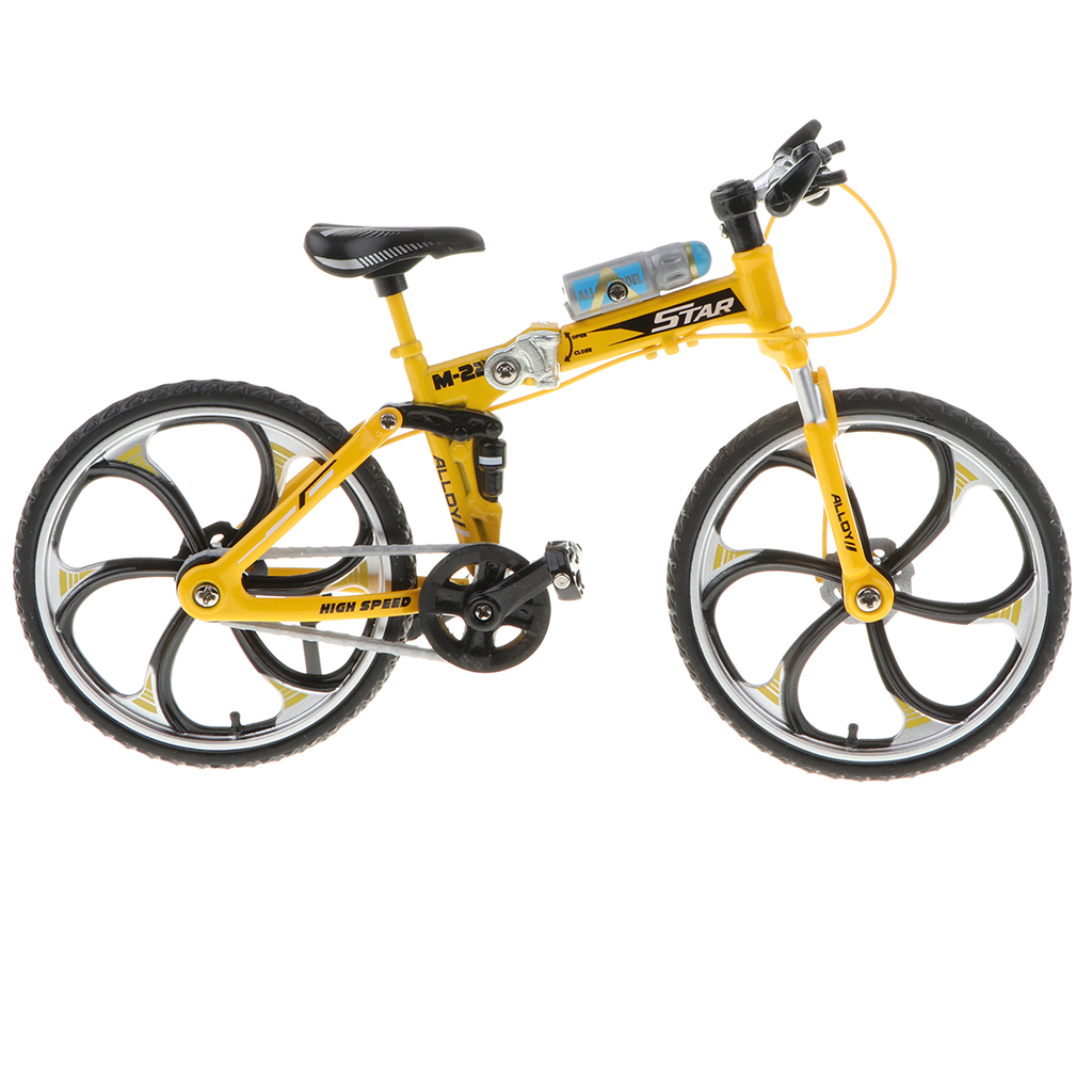 1:10 Scale Alloy Diecast Bike Model Handicraft Bicycle Toy Yellow Foldable