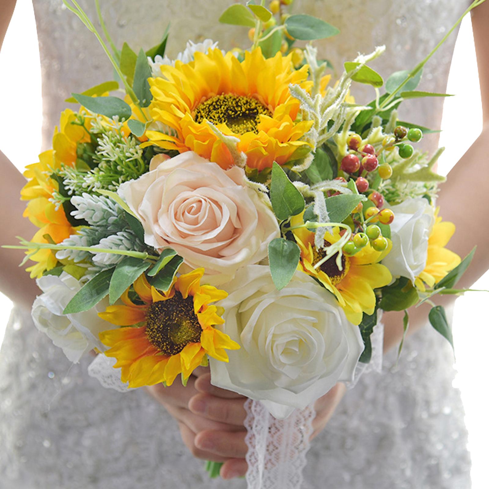 Romantic Artificial Bride Rose Bouquet for Valentine'S Day Centerpieces