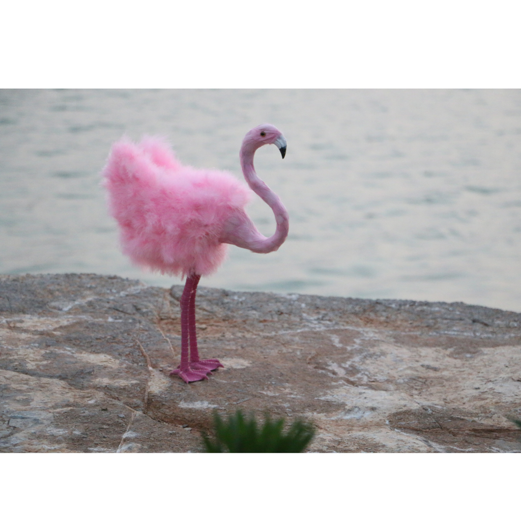 Dekorative gefiederte Flamingo Figur Simulations Garten