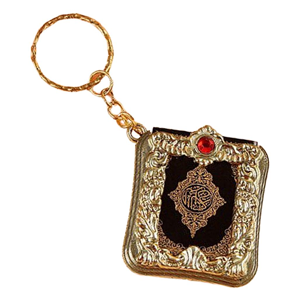 Mini Quran Keychain Arabic Muslim Keyring Key Holder Memorial Jewelry Golden