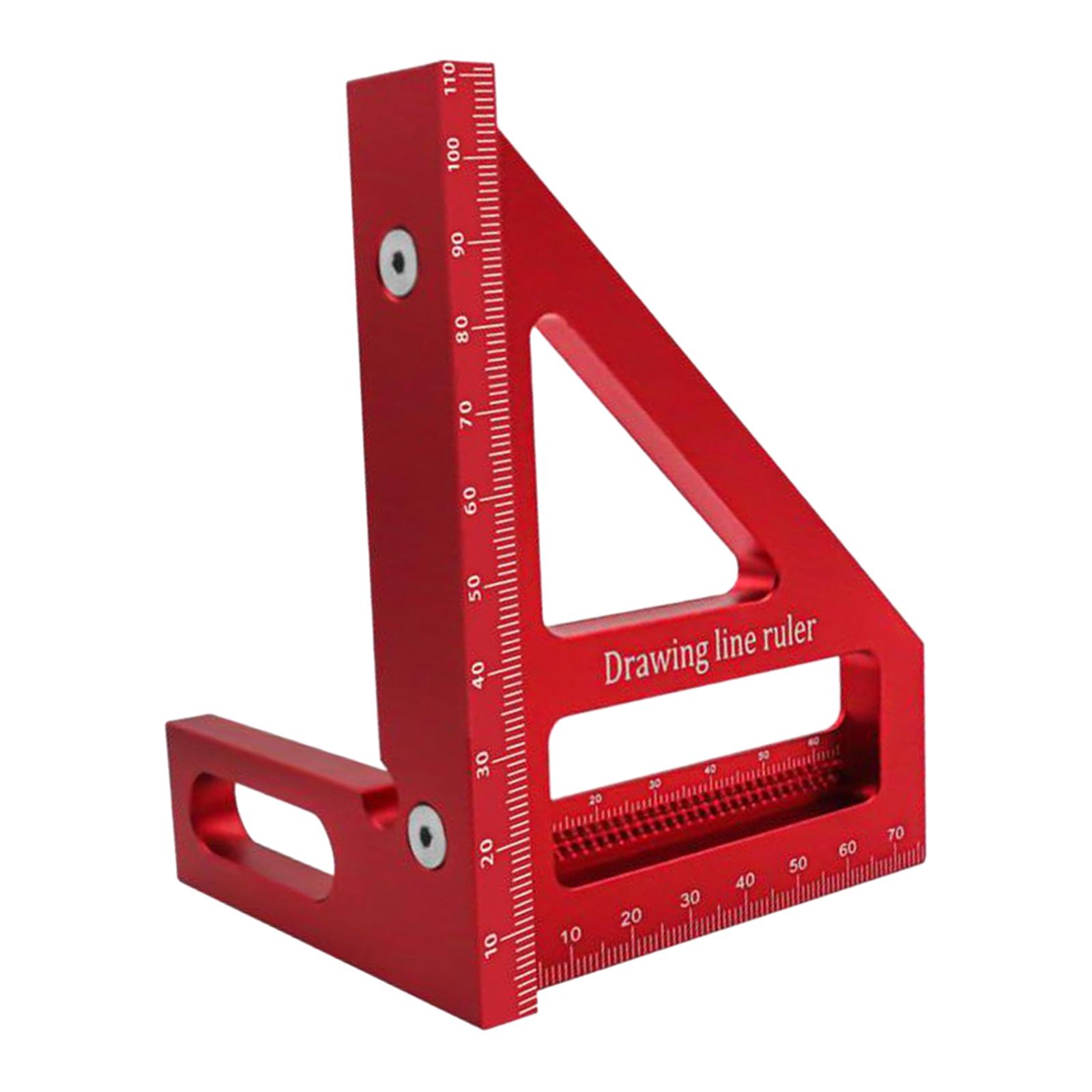 Multi Angle Measuring Ruler Miter Triangle Ruler Professional Aluminum Alloy Red