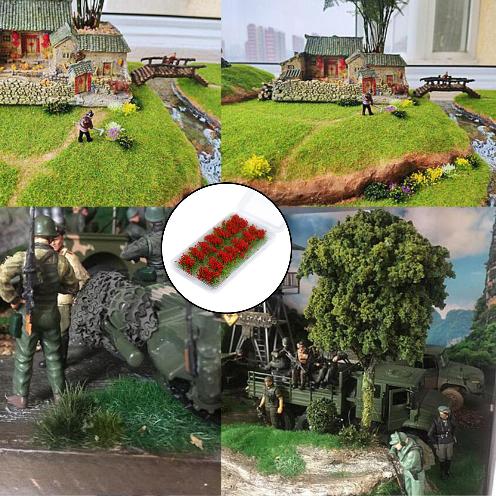 14x Miniature Cluster Grass Grass Tufts Scenery Model  Red