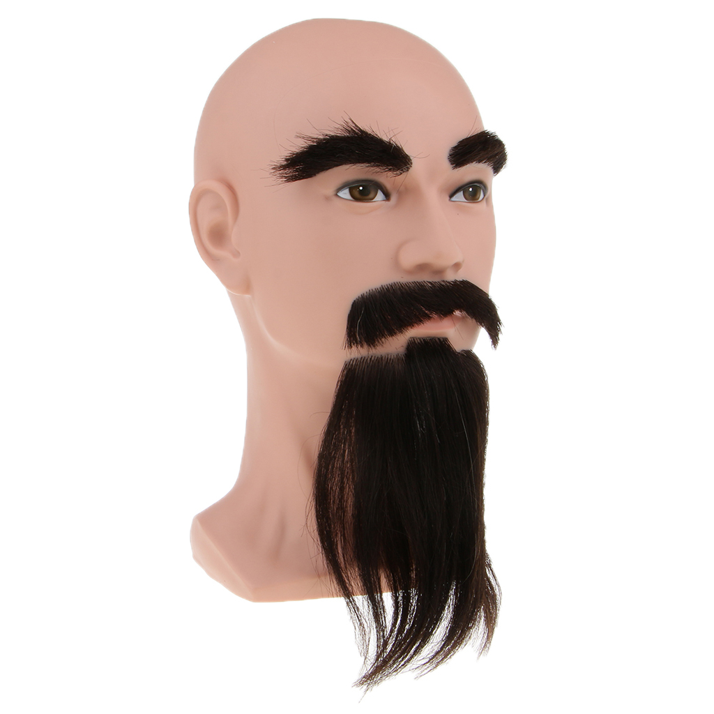 Man Cosmetology Hair Mannequin Manikin Head w/ Beard Adjustable Tripod Stand