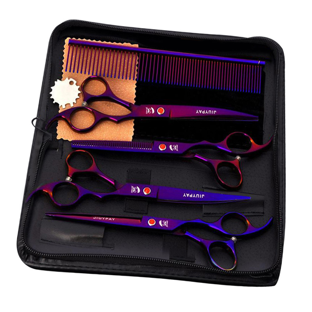 1Set 7" Professional Pet Dog Grooming Scissors Hair Grooming Tool Purple