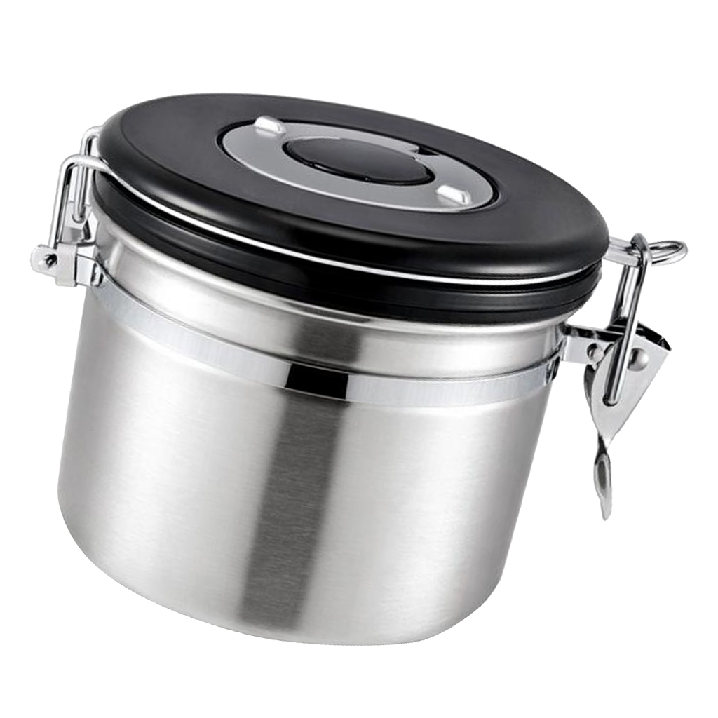 800ml Airtight Stainless Steel Coffee Storage Jar/Container/Pot/Tub Silver