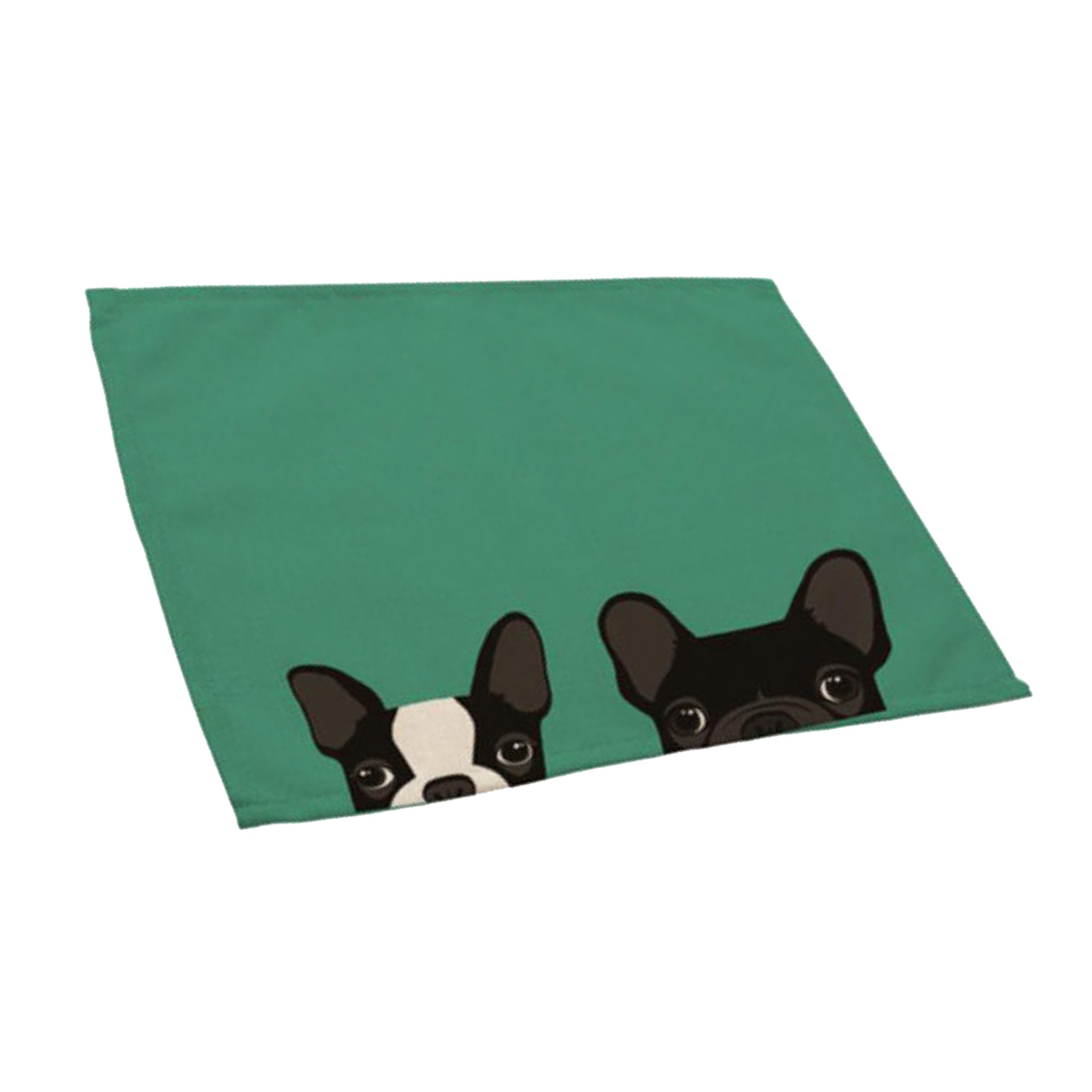 Cotton Linen Placemats Cute cat and dog print cotton Table Mats 3