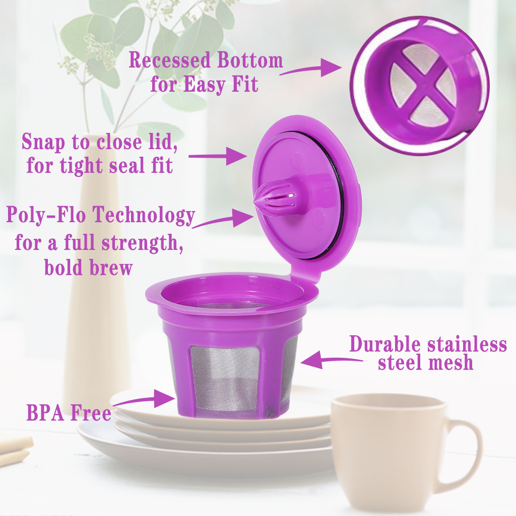 3Pcs Reusable K Cups for Keurig K200, K300, K400, K500,  Purple