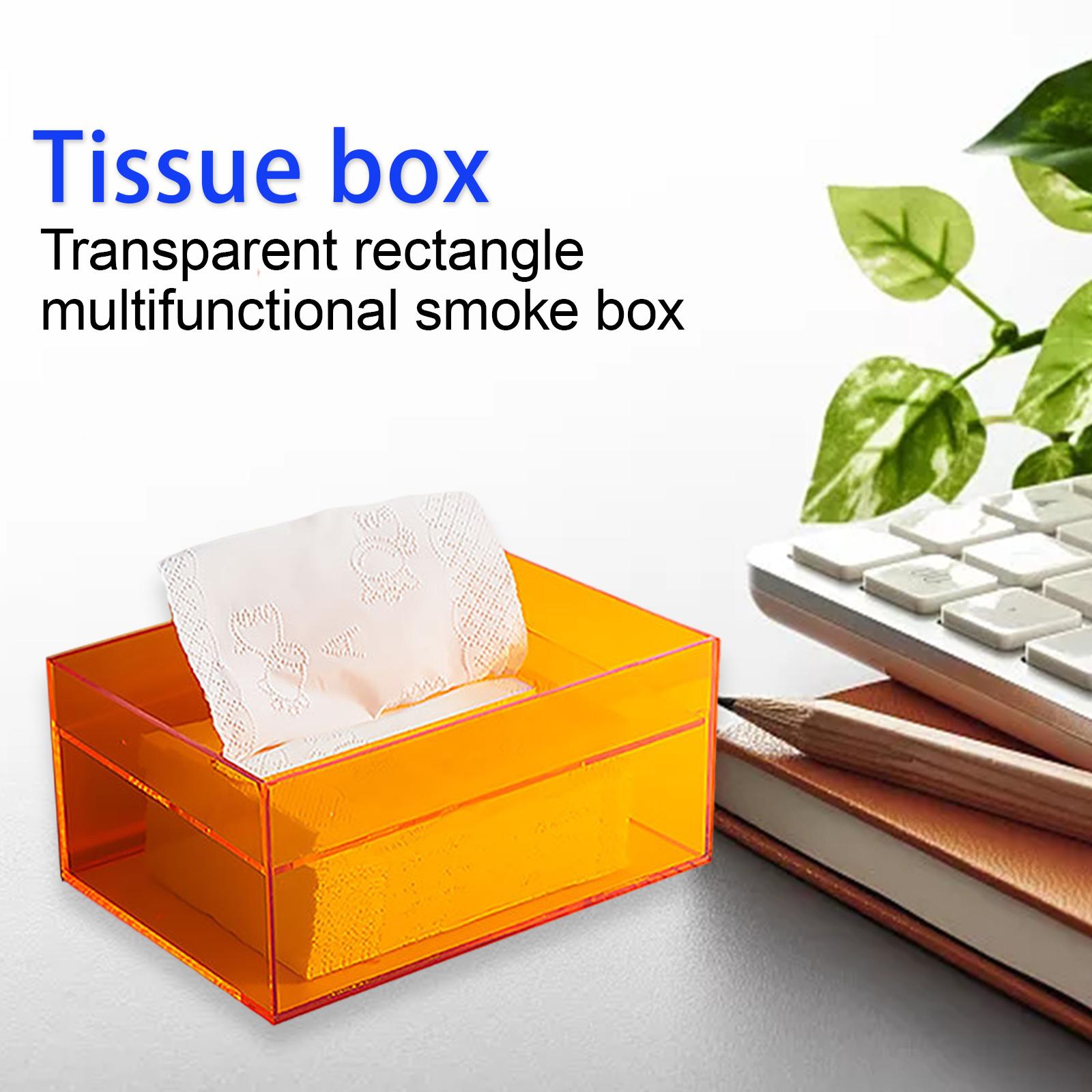 Clear Acrylic Tissue Box Cover Rectangle for Office Dresser orange