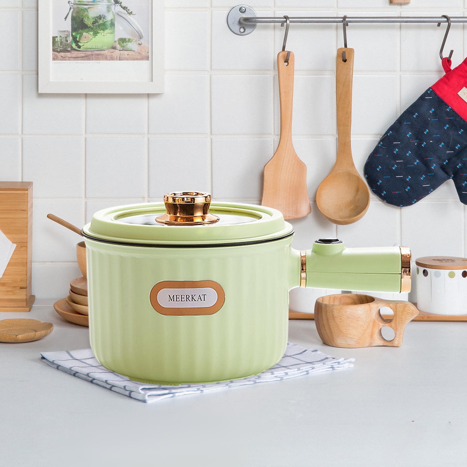 Electric Cooking Pot Nonstick Household Ramen Cooker for Cooking  green