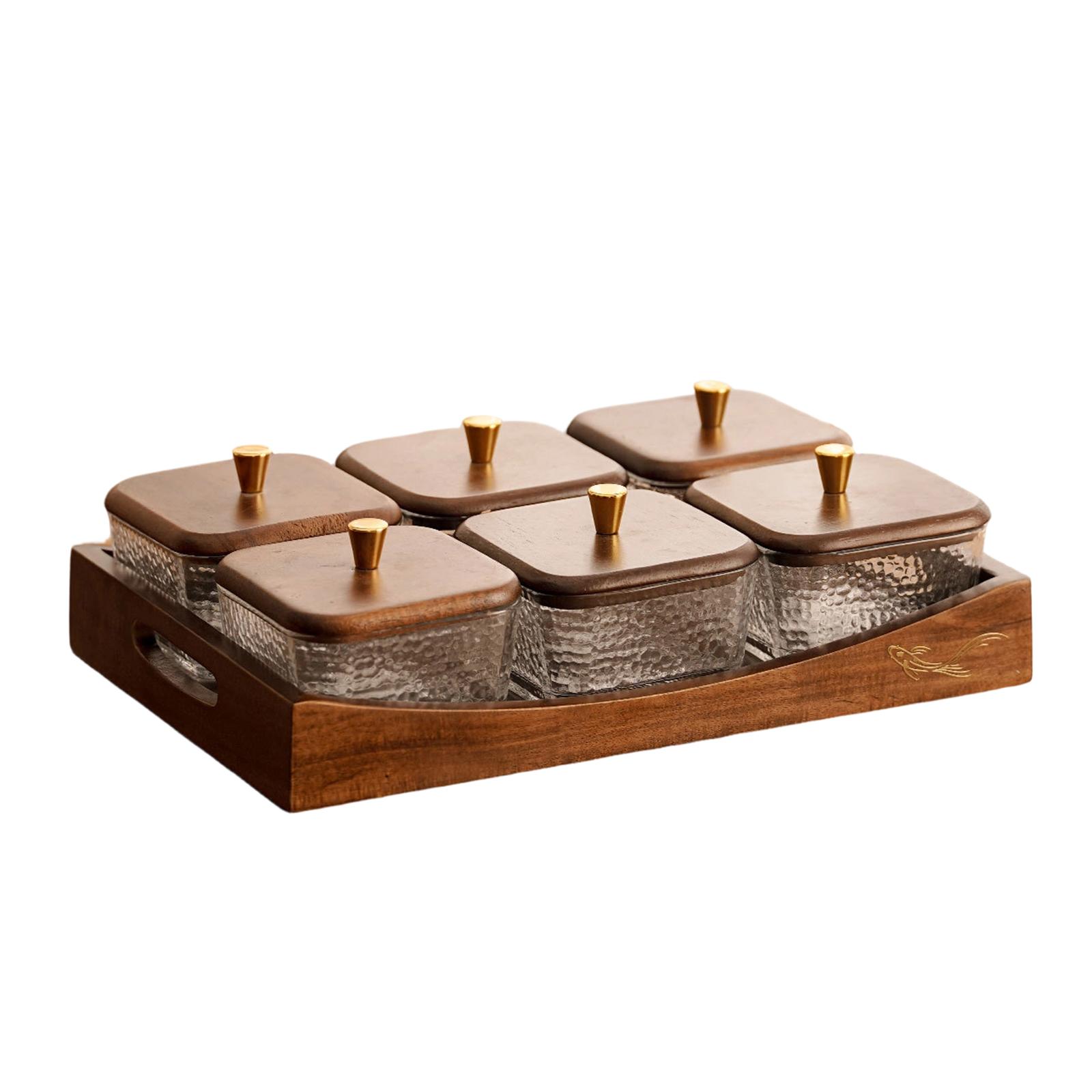 Divided Serving Tray Luxury Food Storage Box Multifunction Reusable with Lid 6 Compartments