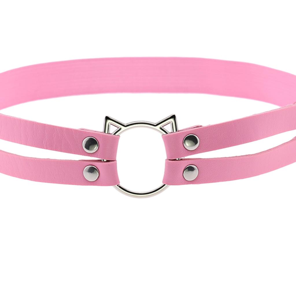 Fashion Punk Gothic Cat Leather Elastic Garter Belt Leg Thigh Ring Pink