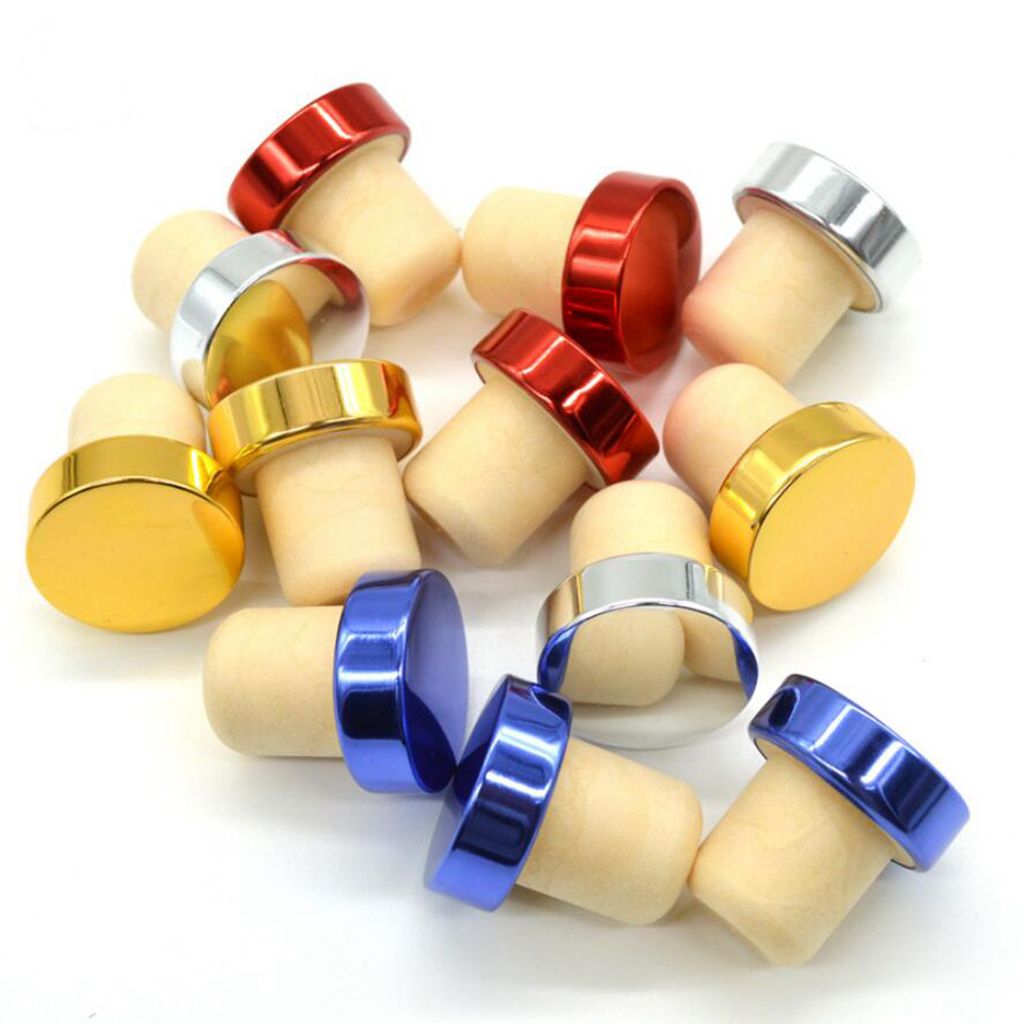 5Pc T-Shape Cork Bung Stopper Plugs Red Wine Beer Bottle Sealing Caps Golden