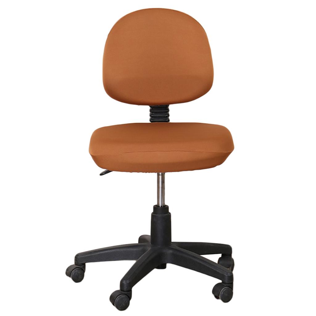 2xStretch Soft Swivel Chair Slipcover Office Computer Chair Covers  Coffee