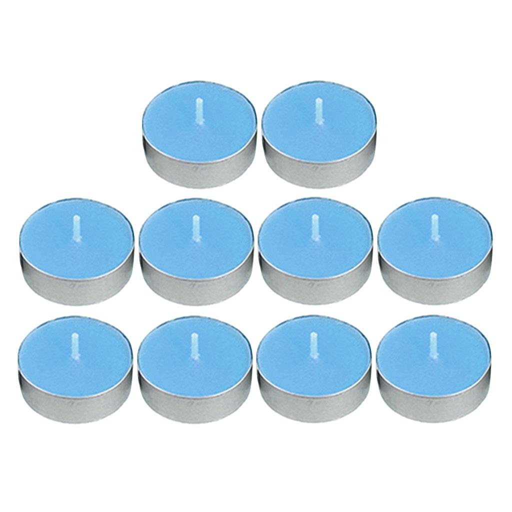 10pcs Smokeless Round Tealight Candles for Birthday Party 3.5x1cm Blue