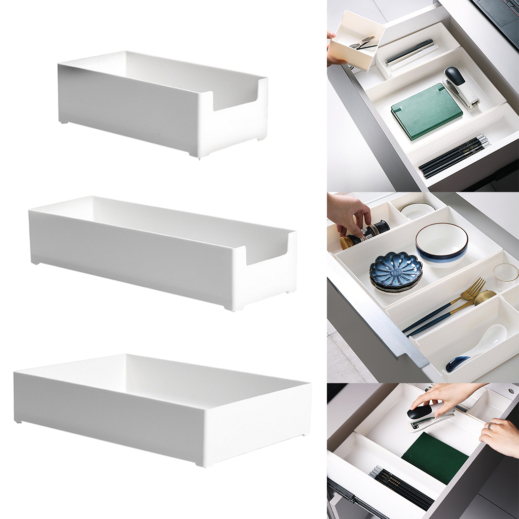 White Plastic Drawer Storage Tray Organizer  30x20x6cm