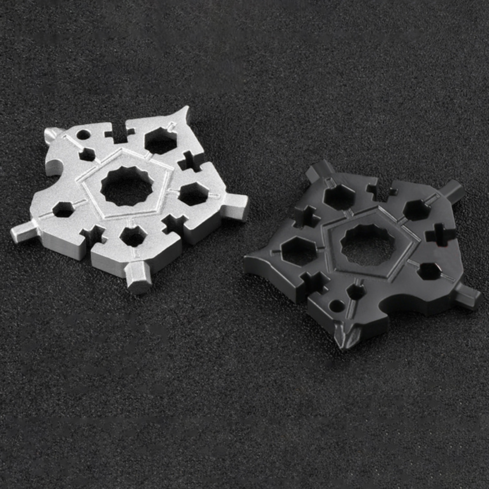 Multifunctional Wrench Repair Tools Snowflake for Camping Men Gift Silver