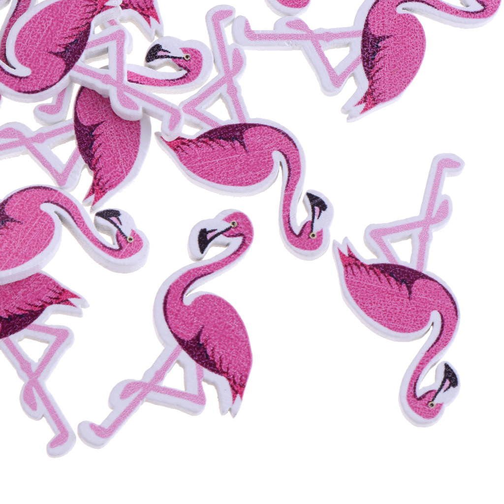 150Pcs Flamingo & Landscape Wooden Buttons Handmade for Sewing Scrapbooking
