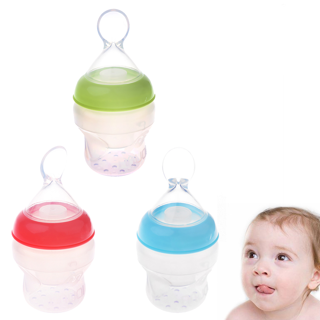 1pc Infant Baby Silicone Feeding With Spoon Feeder Food Rice