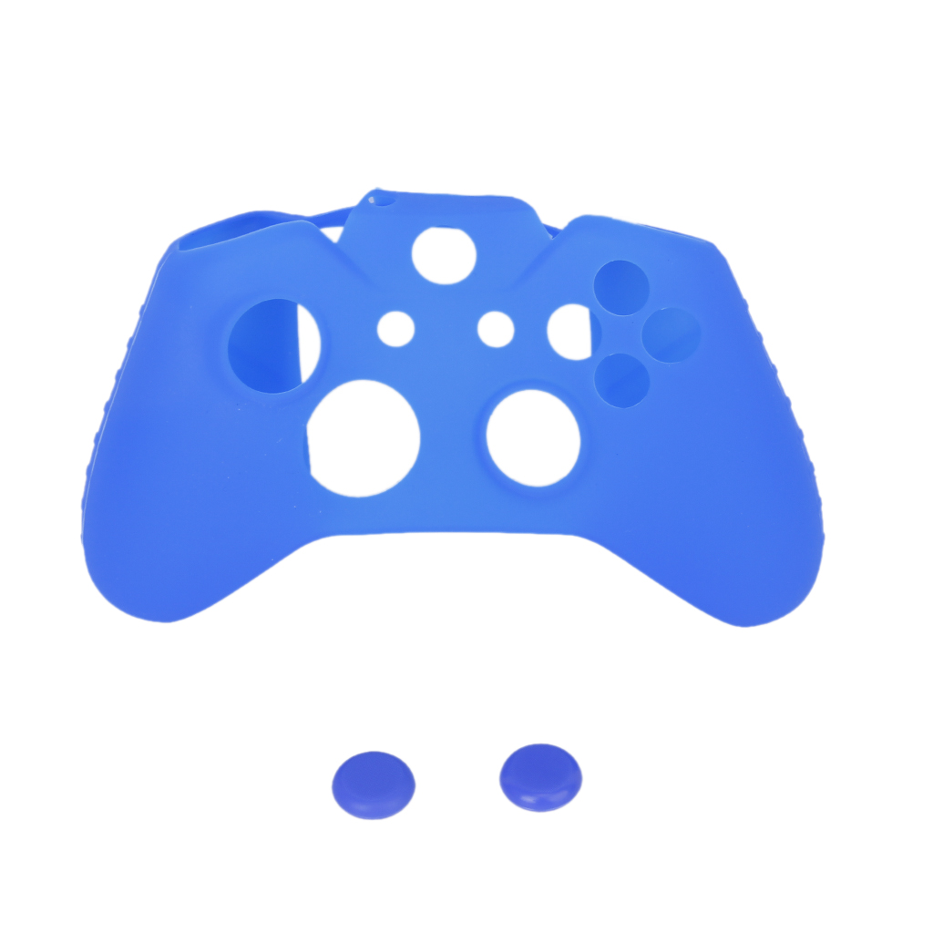  Blue Silicone Protective Skin Case Cover + 2 Caps for XBOX ONE Game Controller Joystick