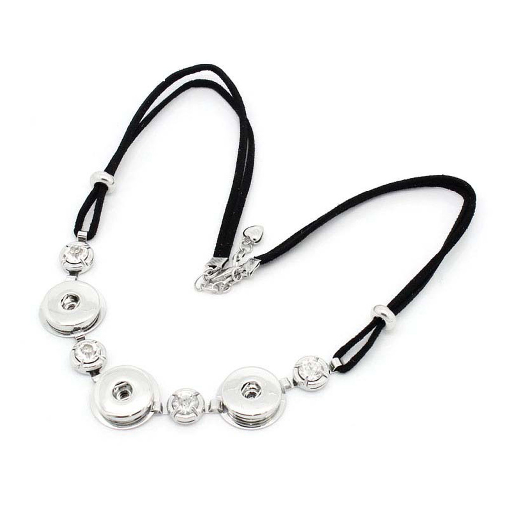 Black Flocking Rope Necklace Drill Fit For Noosa Snaps Charm Button