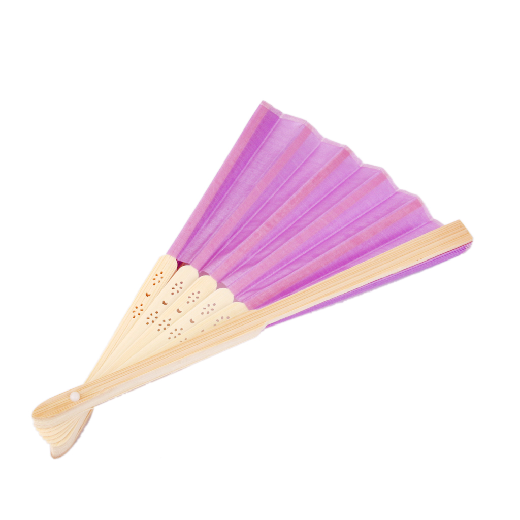 Chinese Folding Bamboo Fan Retro Hand Fan Wedding Favors - Lilac