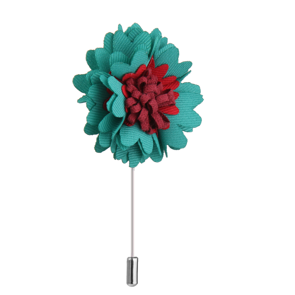 Handmade Boutonniere Stick Lapel Tie Pin Brooch Flower for Men - Green