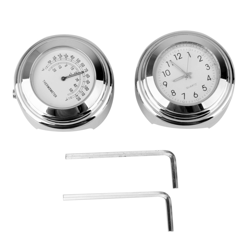 7/8"-1" Handlebar Clock Temp Thermometer For Harley