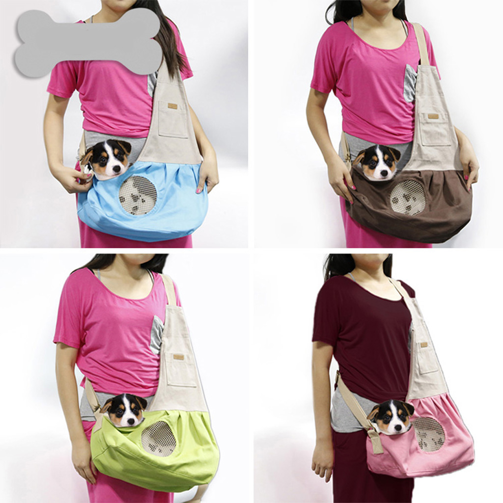 Dog Cat Pet Carrier Single Shoulder Sling Bag Tote Pouch for Outdoor Coffee