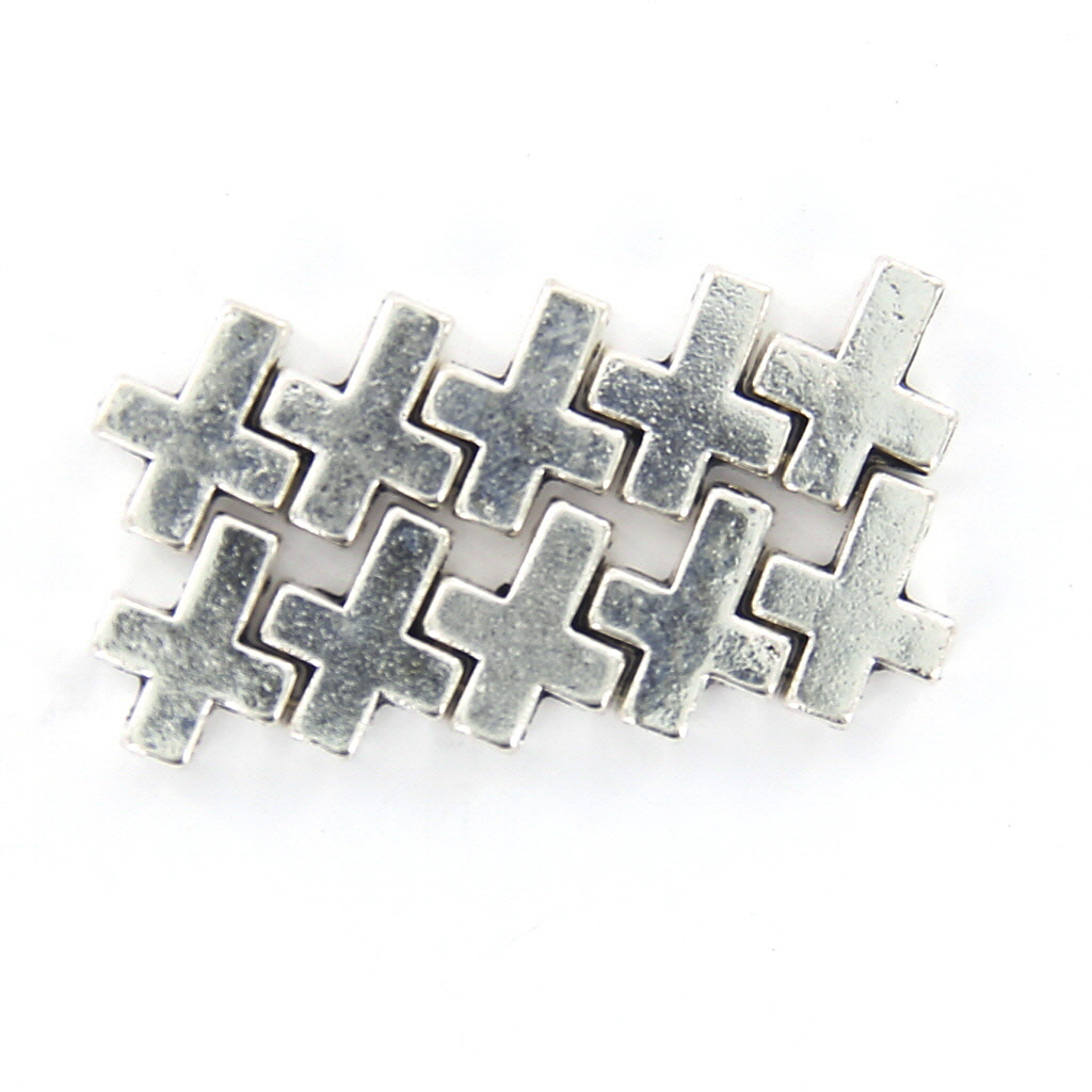 10pcs Antique Silver Zine-alloy Cross Beads DIY Craft