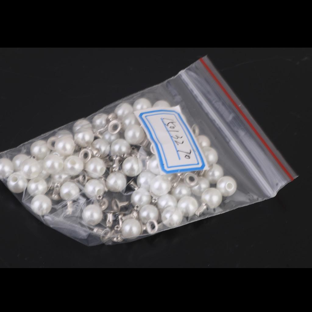 Rivets and Pearls Set for DIY Crafts 100 Pieces Ivory 