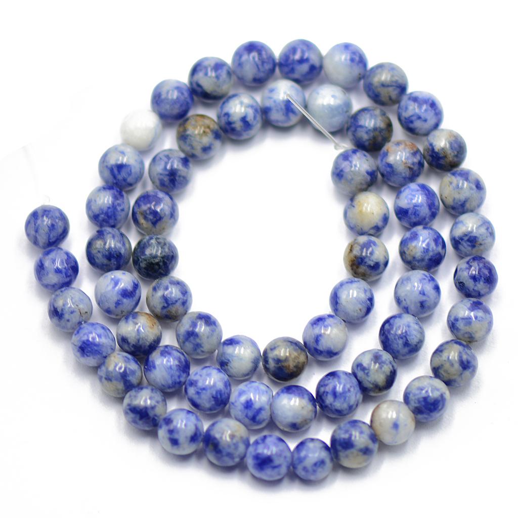 6mm Nature Blue Spot Jasper Gemstone Loose Spacer Beads 15'' Round