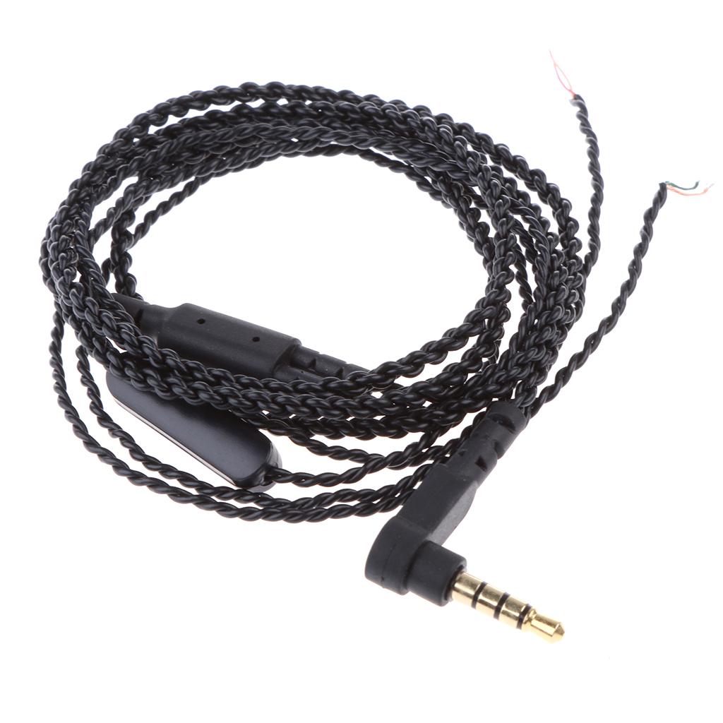 2x3.5mm Earphone Audio Cable & Mic Replacement Headphone Braided Wire DIY