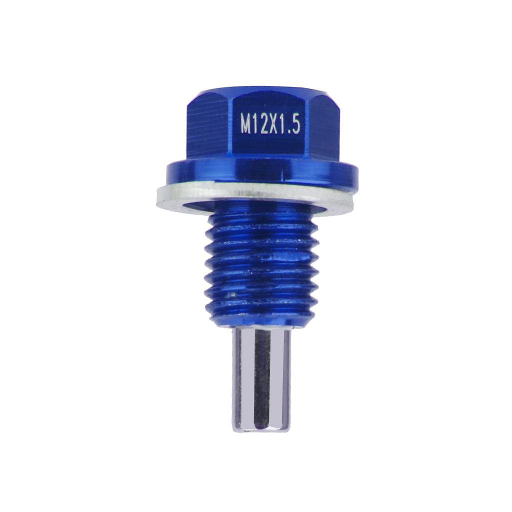 M12x1.5 Universal Blue Metal Anodized Magnetic Engine Oil Pan Drain Plug 