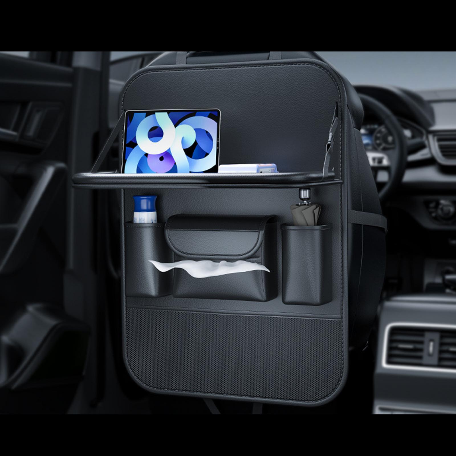 Car Backseat Storage Organizer with Foldable Tray Versatile Sturdy Dustproof