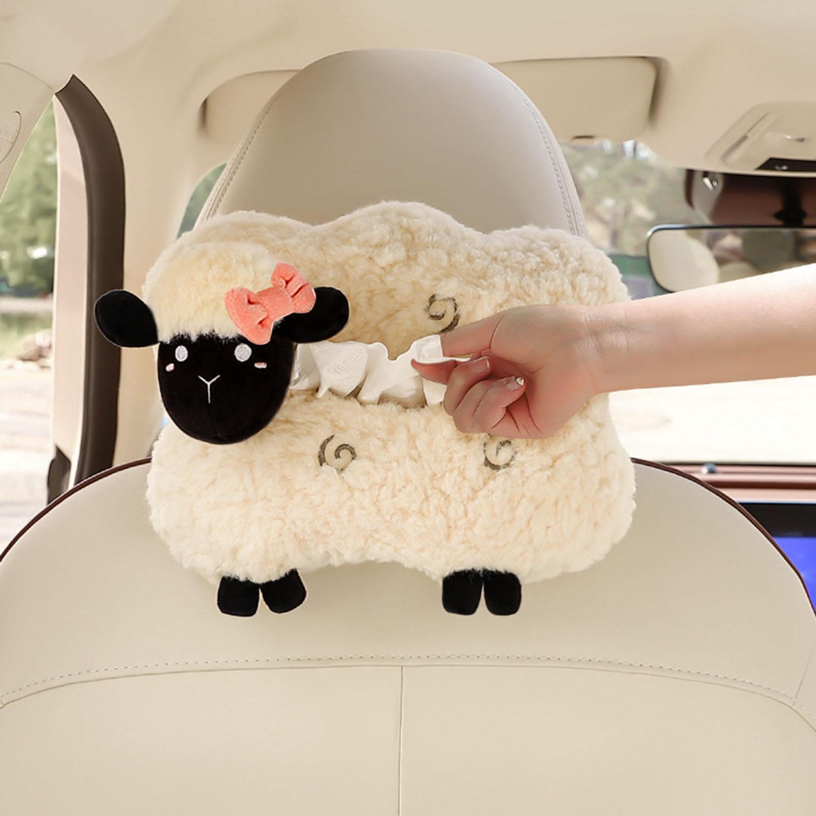 Animal Short Plush Tissue Dispenser Comfortable Cute Car Tissue Box Holder Style B