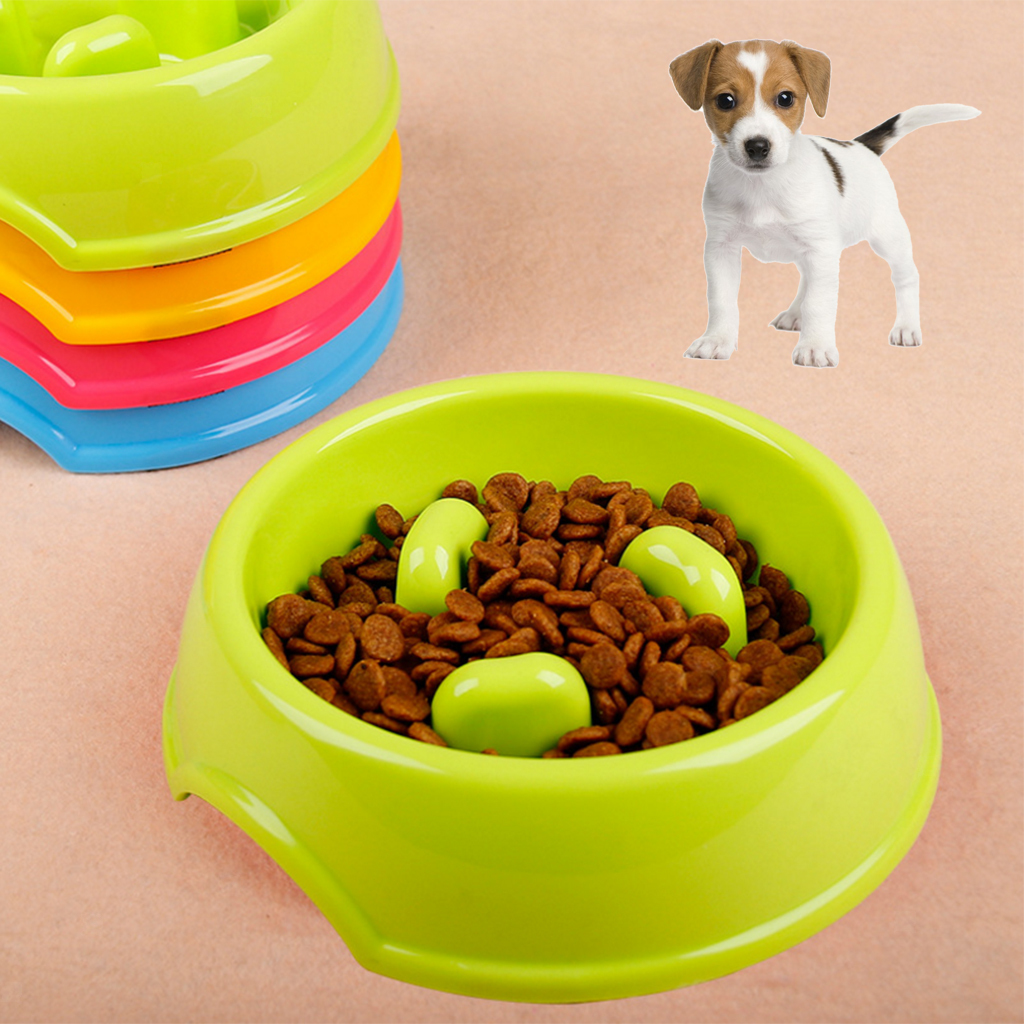 Pet Dog Puppy Slow Feed Feeder Plastic Food Water Bowl