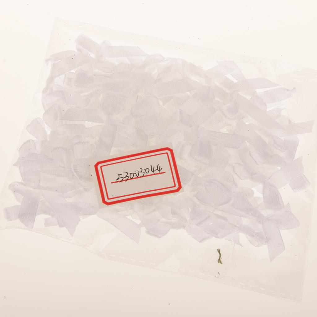 100pcs Lovely Mini 3cm Ribbon Bowtie DIY Sewing Gift Box Embellishment-White