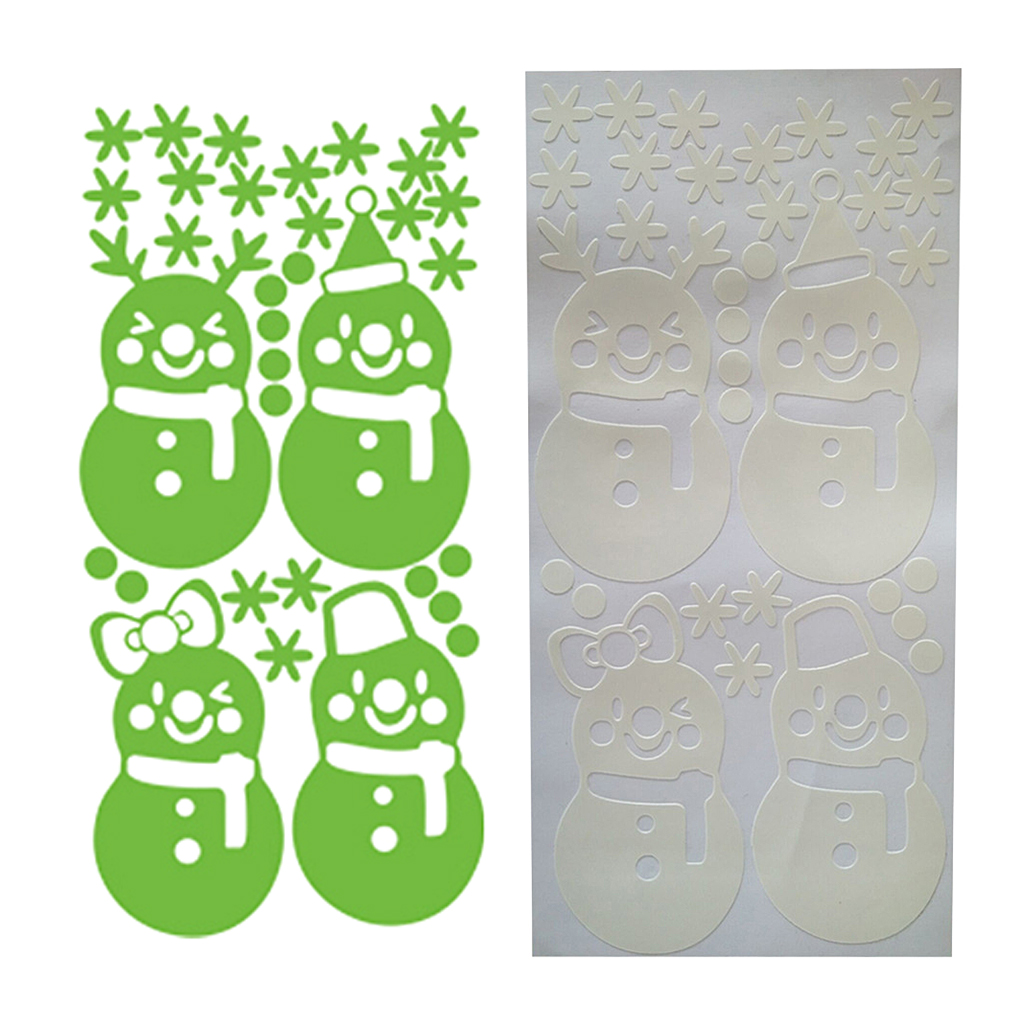 Merry Christmas Wallpaper Sticker Snowman Panel Glow in Dark Green Snowman