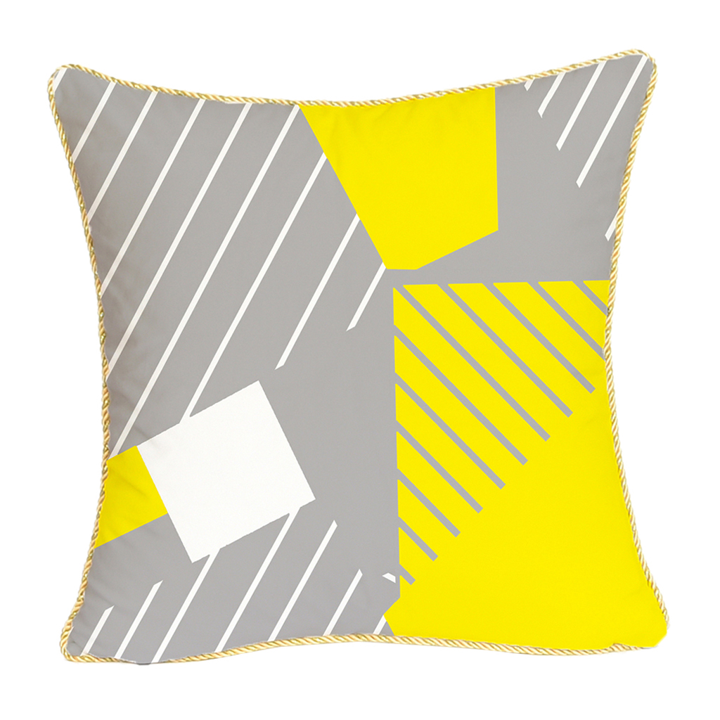 Gold Trimmed Square Yellow Falnnel Pillowcase 18"x18" with Zipper Zerbra