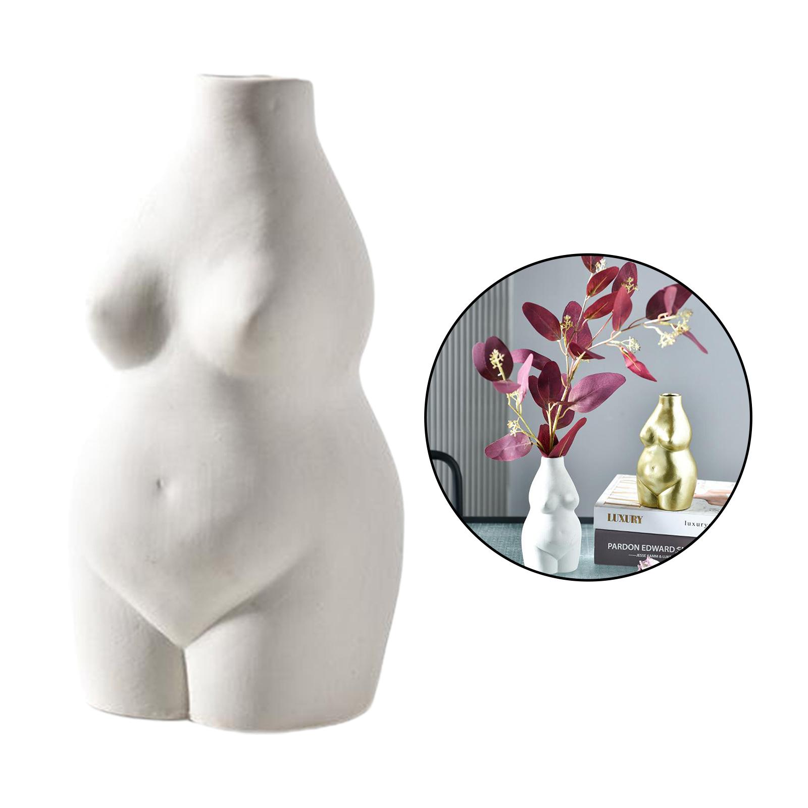 Creative Naked Chubby Women Body Shape Ceramics Flower Vase Modern Art Beige